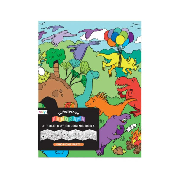 Ooly - Picturesque Panorama Coloring Book - Dino Picnic Party