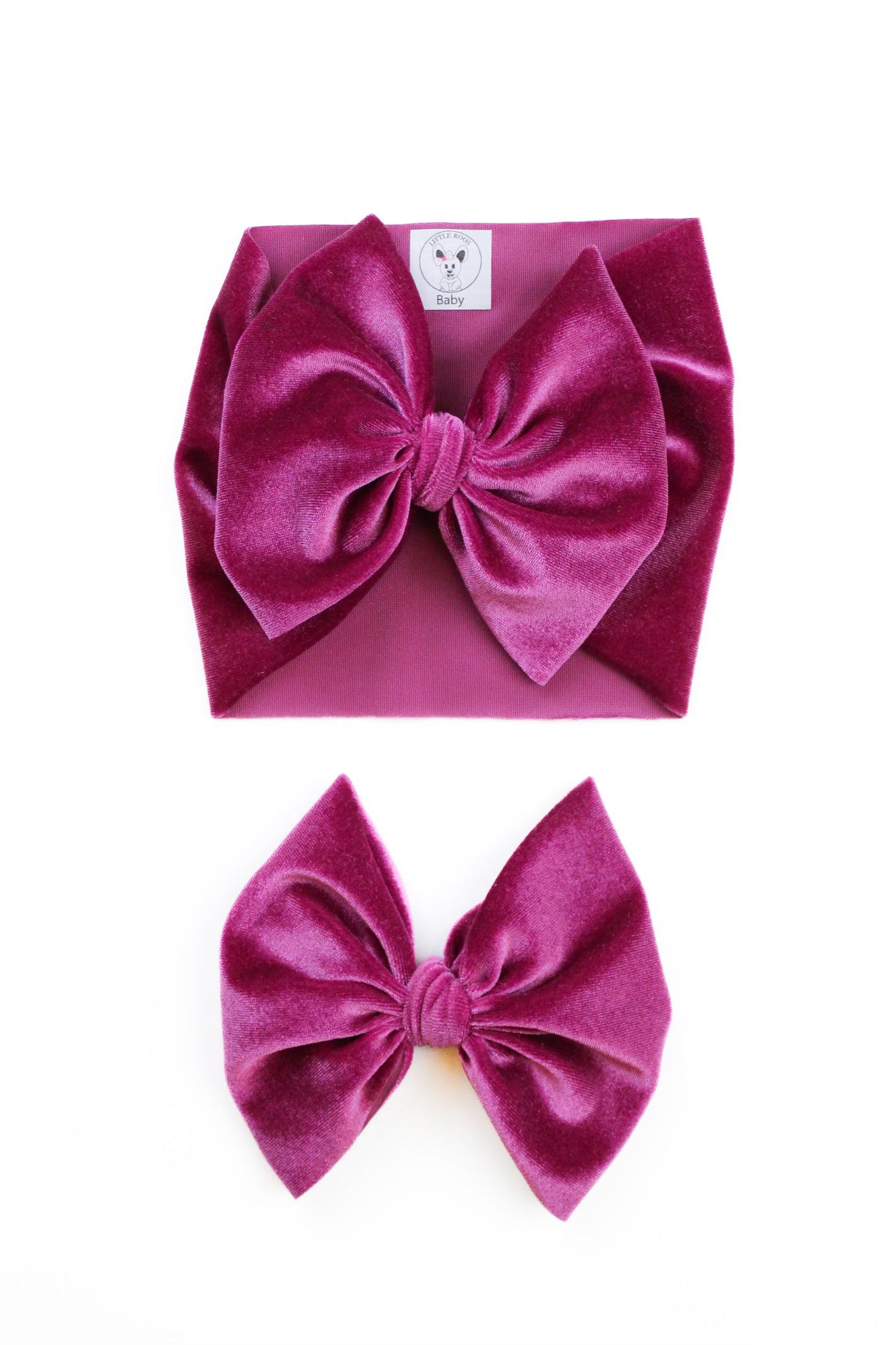 Raspberry - Velvet Hair Bow - Made to Order – Little Roo's MN, LLC