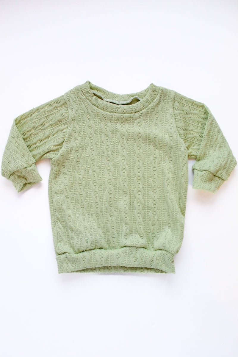 Tea Green Knit Slouchy Sweater