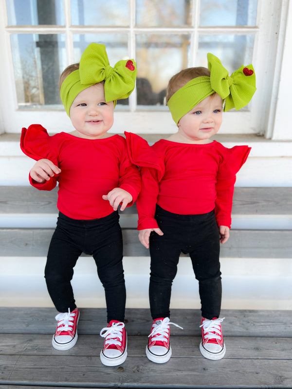 Grumpy Green Apple Hair Bow - Made to Order