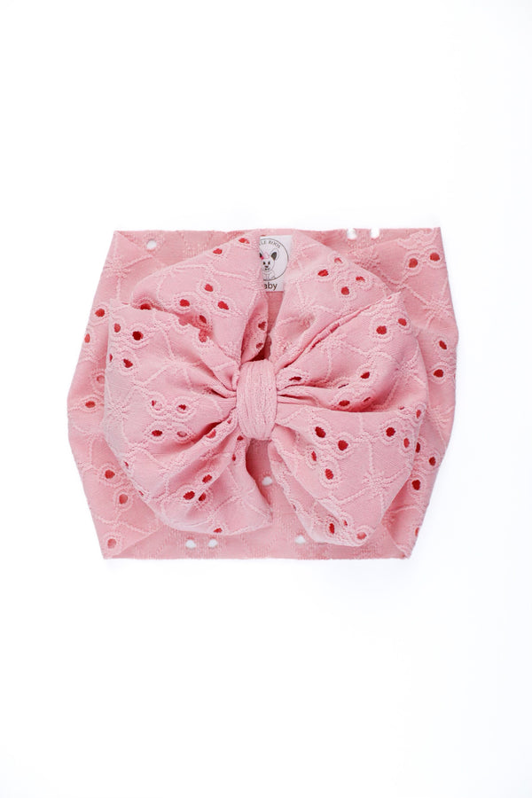 Pink Eyelet - Double Loop Bow - Made to Order