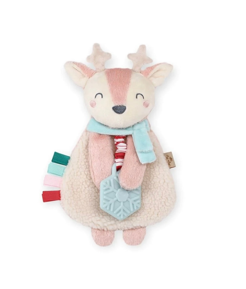 Itzy Lovey™ Holiday Pink Reindeer Plush with Silicone Teether Toy